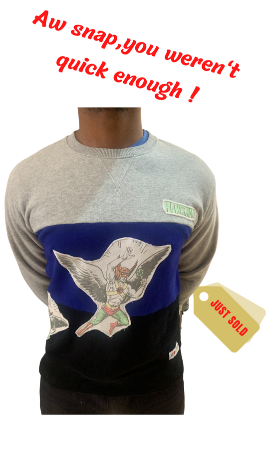 HAWKMAN GREY,BLUE,BLACK COLOUR BLOCKED PULL OVER