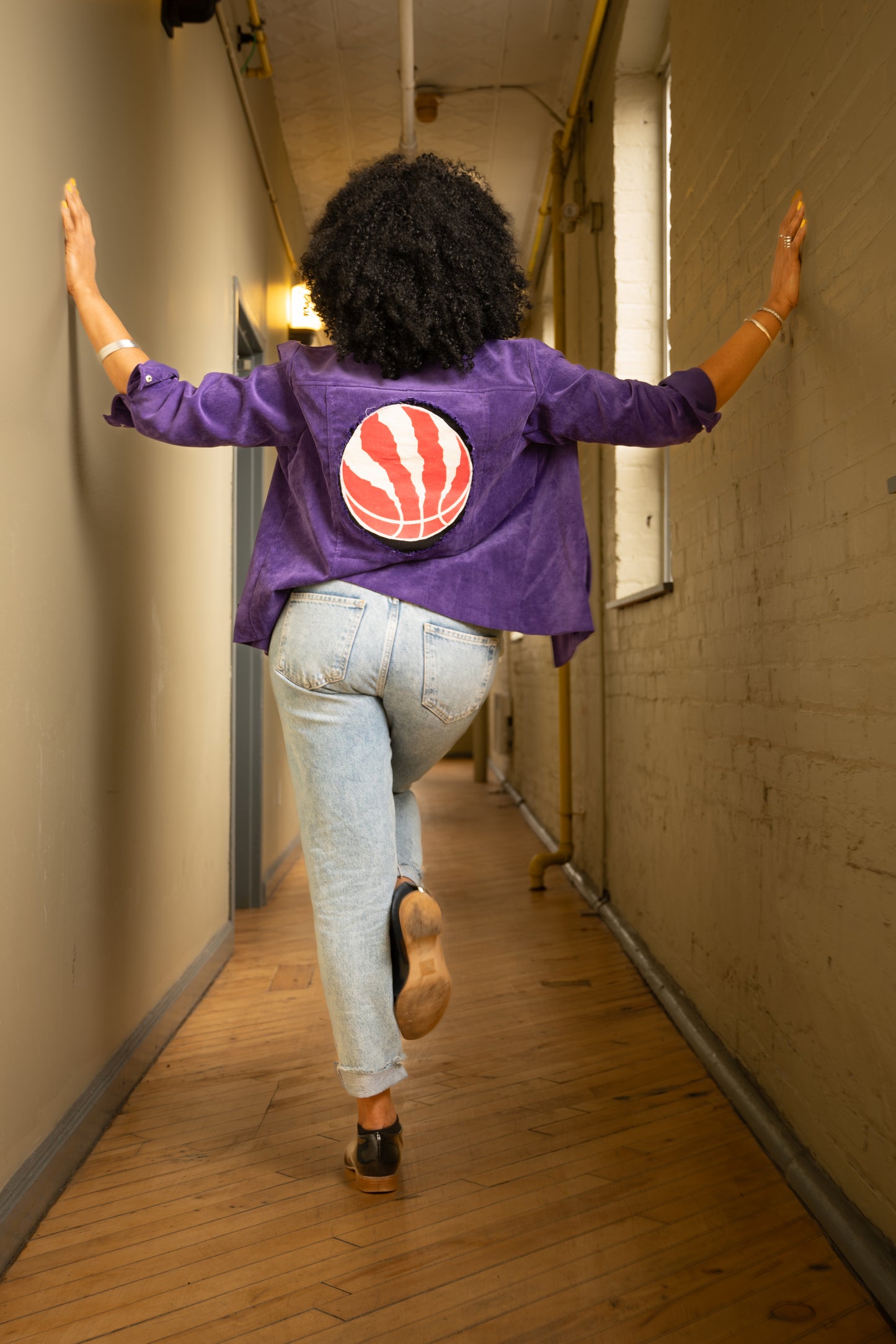 "TORONTO RAPTORS"  PURPLE CORDUROY GAME SUIT.