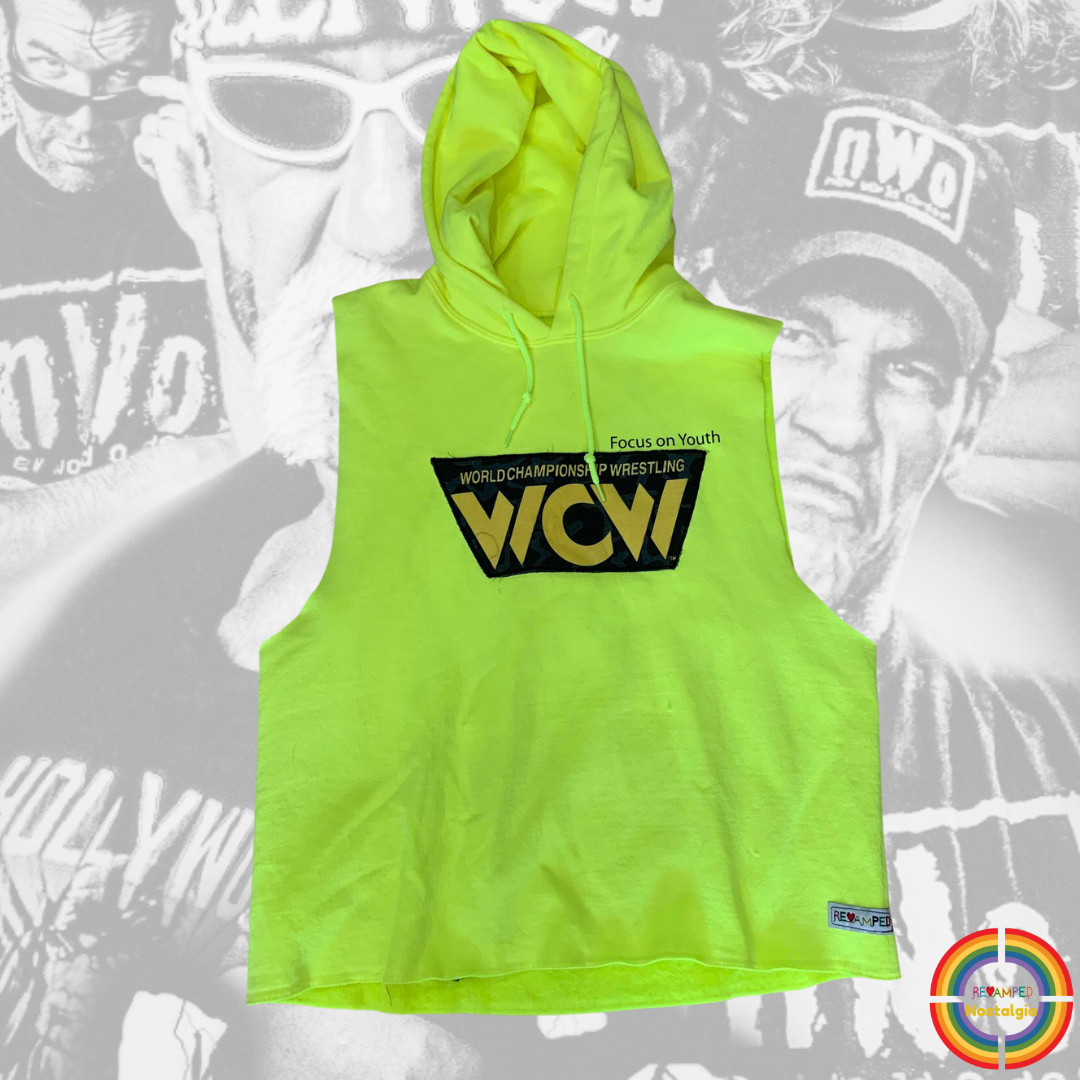 "BUFF BAGWELL" WCW HIGH VIS MUSCLE HOODIE CUT OFF