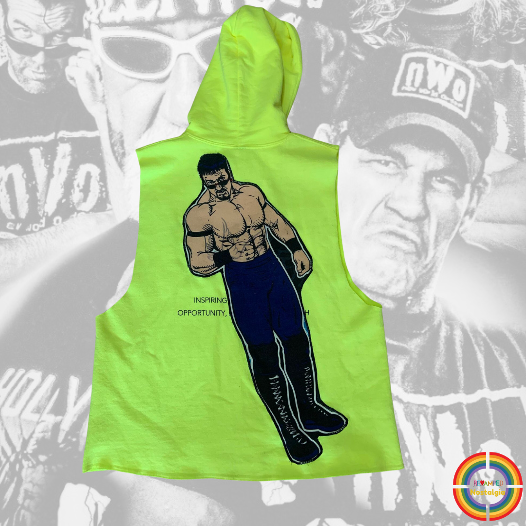 "BUFF BAGWELL" WCW HIGH VIS MUSCLE HOODIE CUT OFF