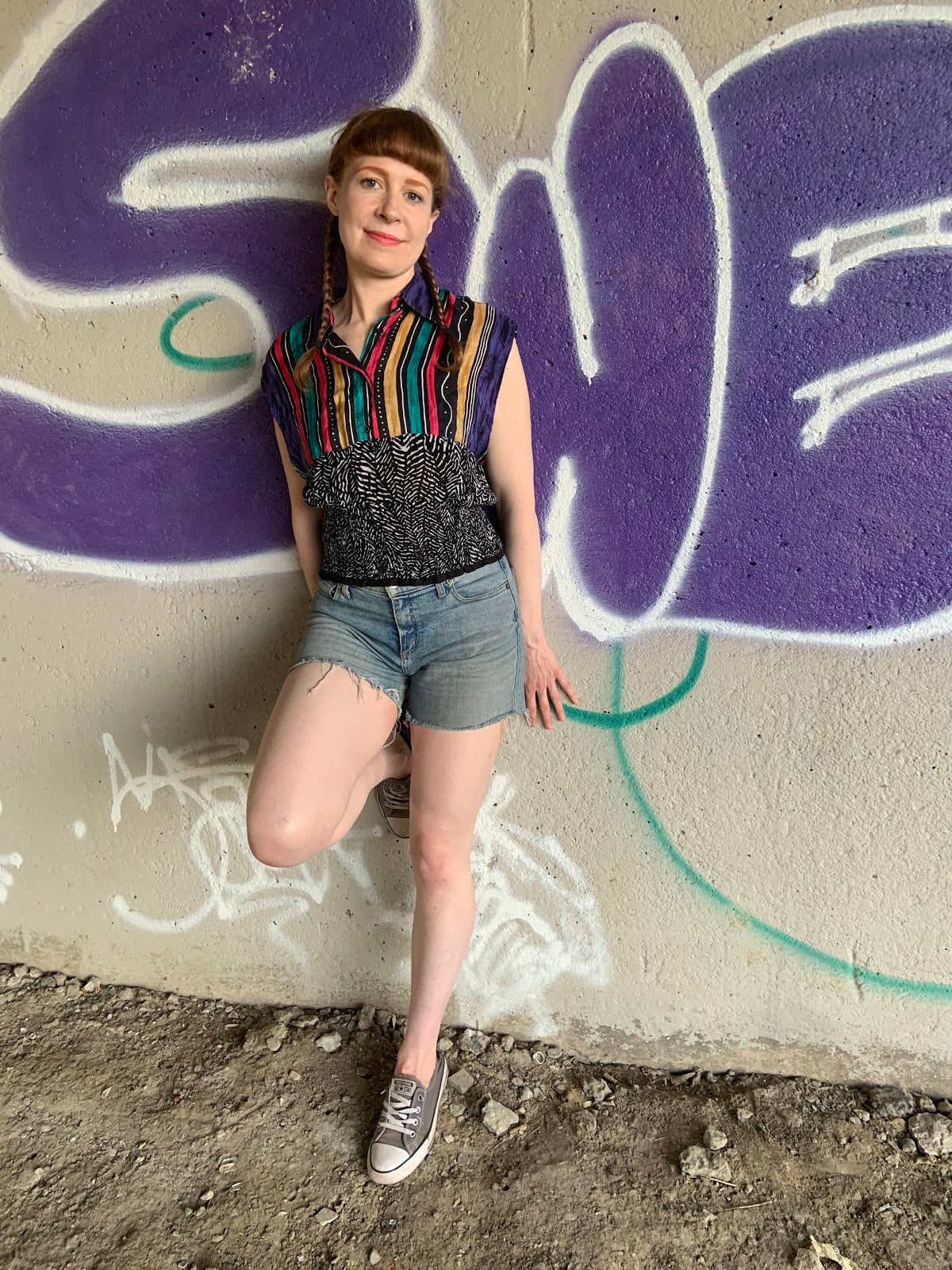 Revamped Clothing Toronto - Repurposed Upcycled Alterations Repairs Parkdale tank top blouse stripes silk