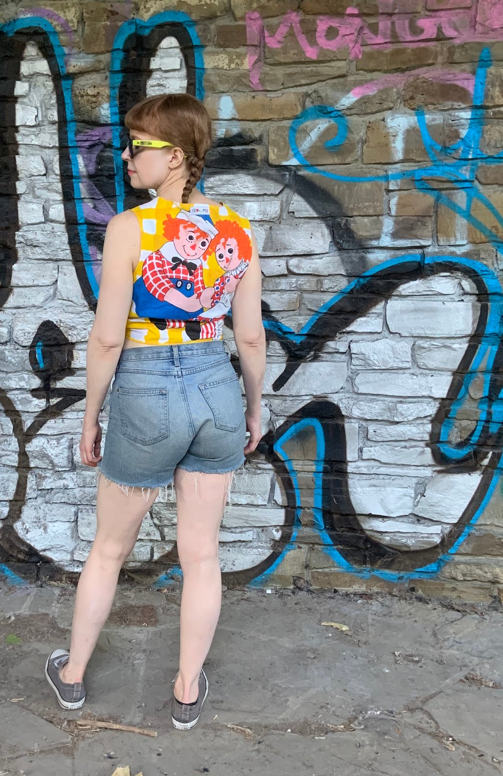 "Raggedy ann and Andy" Revamped tie up vest. Alterations available. Toronto