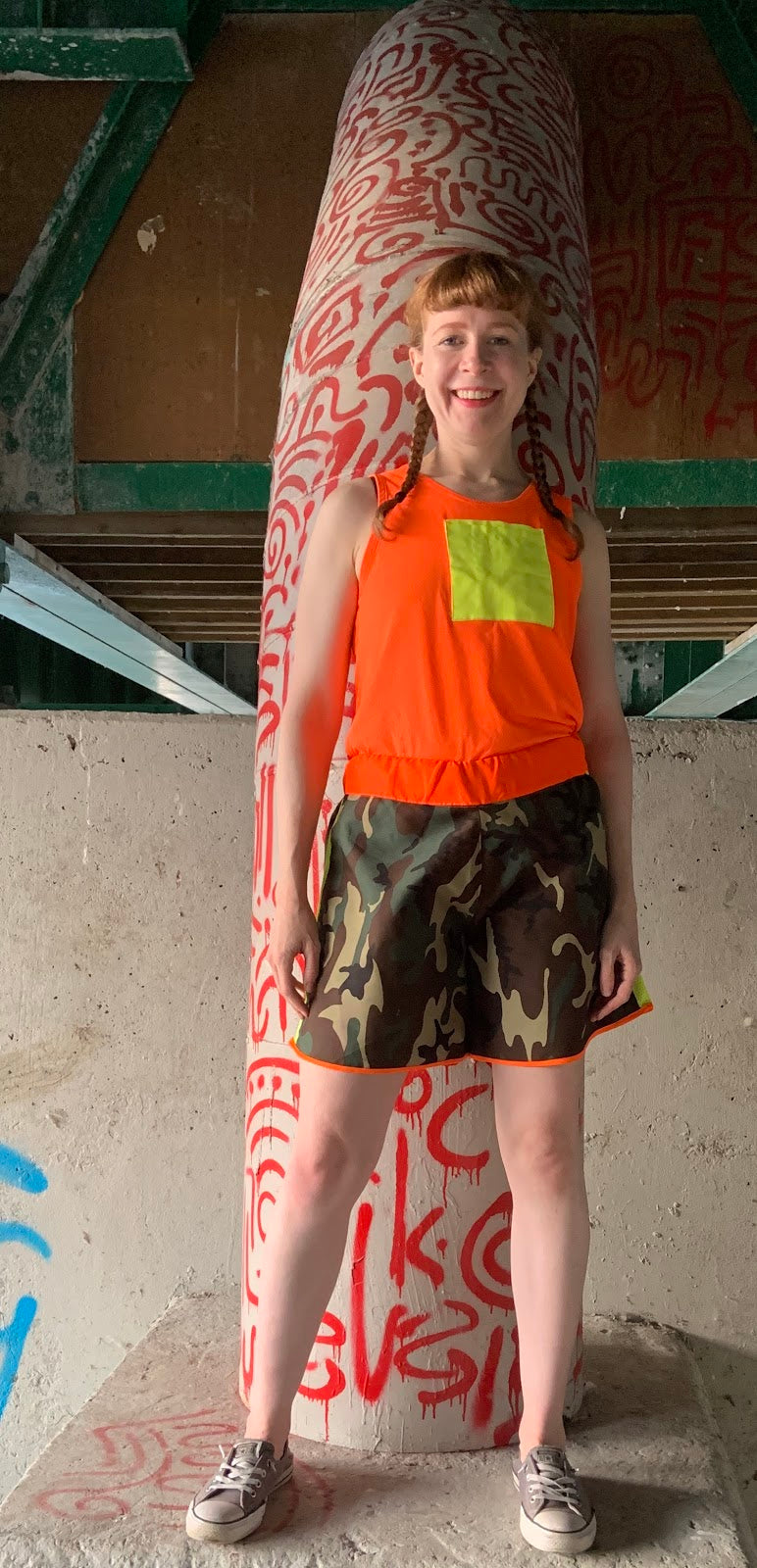 Revamped Clothing Toronto - Repurposed Upcycled Alterations Repairs Parkdale high vis camo shorts
