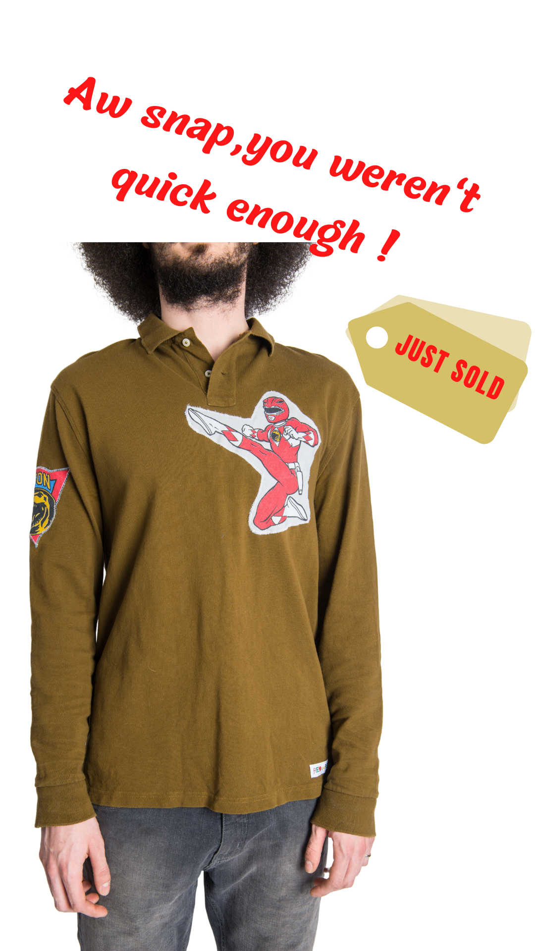 RED RANGER ARMY GREEN LONG SLEEVE POLO