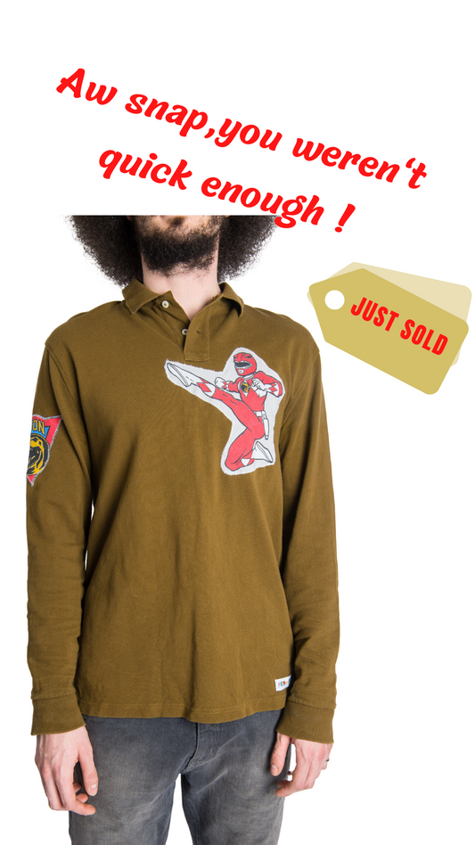RED RANGER ARMY GREEN LONG SLEEVE POLO