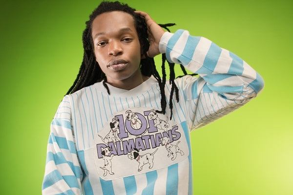 "101 DALMATIONS" BLUE AND WHITE STRIPED PULLOVER
