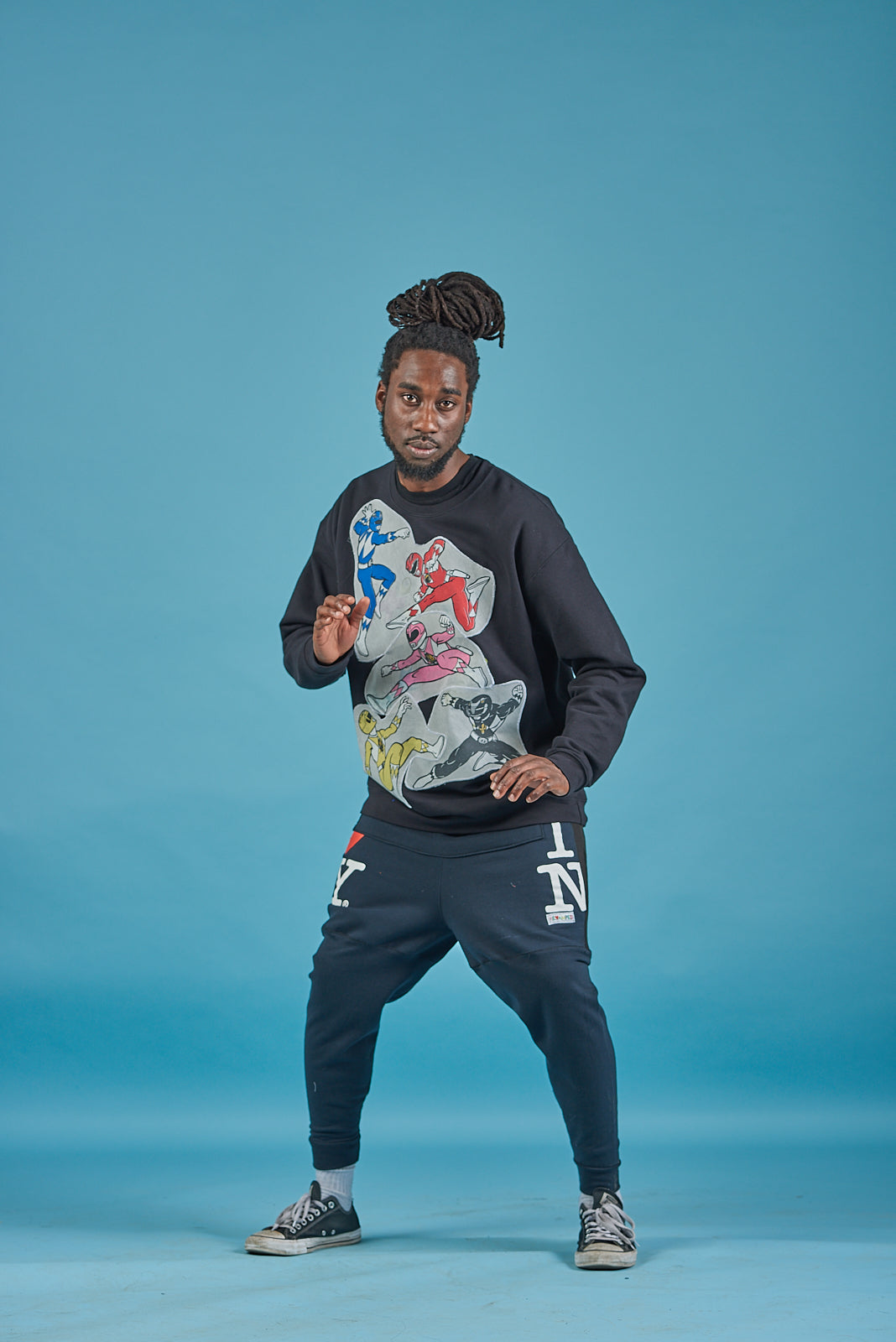 Black REVAMPED ALL "POWER RANGERS" PULL OVER. Alterations available