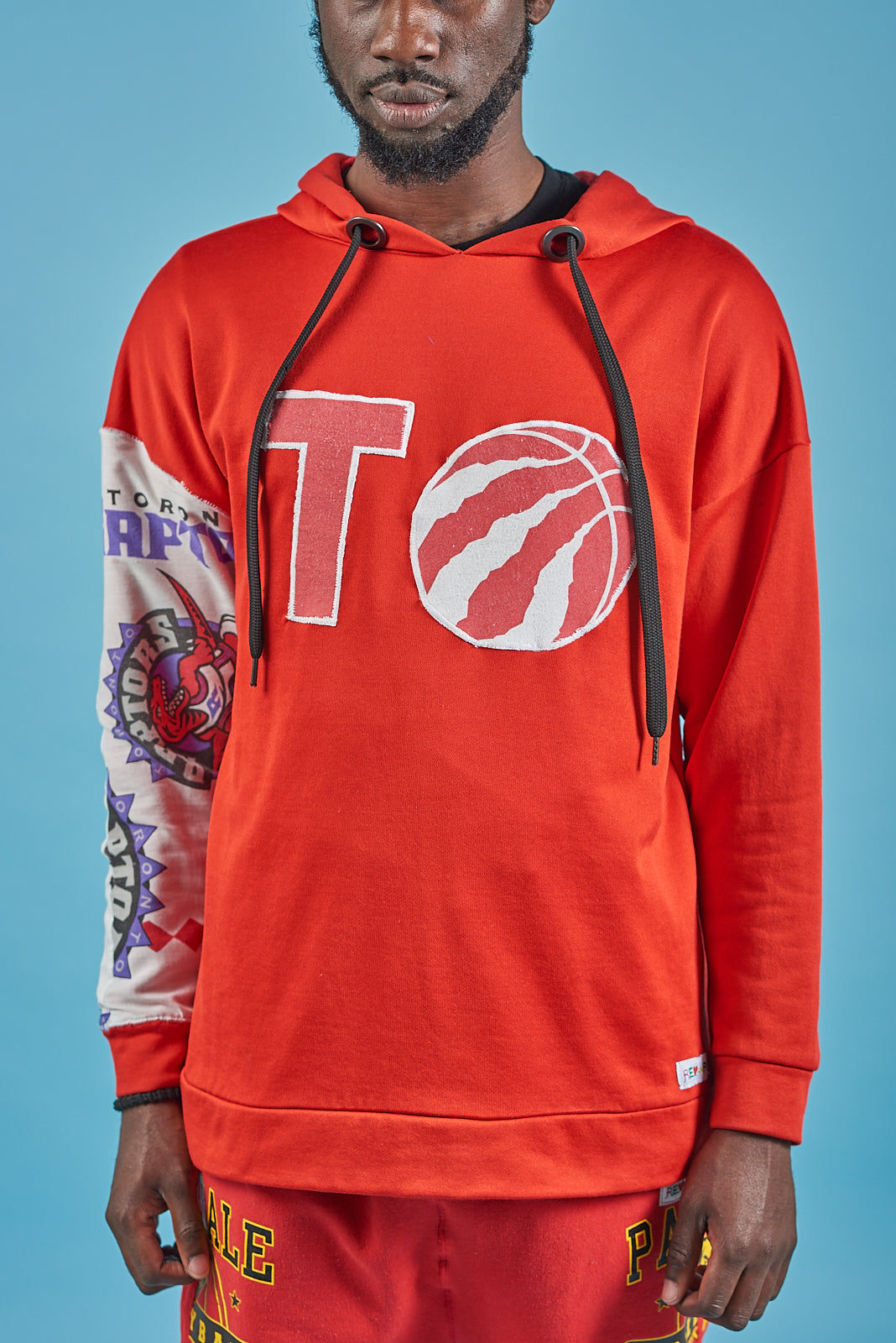 RED "TORONTO RAPTORS" VINTAGE/NEW LOGO HOODIE