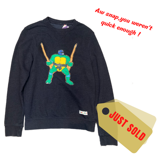 "TEENAGE MUTANT NINJA TURTLES" & "POWER RANGERS" REVAMPED MASHUP SWEATER. Alterations available.