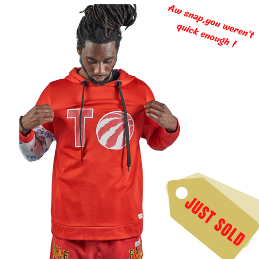 RED "TORONTO RAPTORS" VINTAGE/NEW LOGO HOODIE