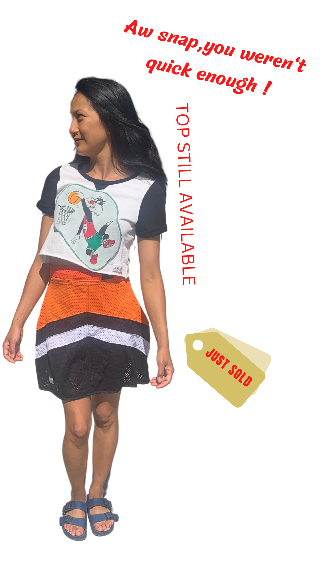 JERSEY PENCIL SKIRT - ORANGE & BLACK