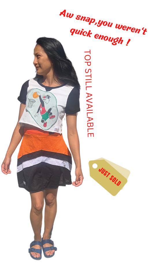 JERSEY PENCIL SKIRT - ORANGE & BLACK