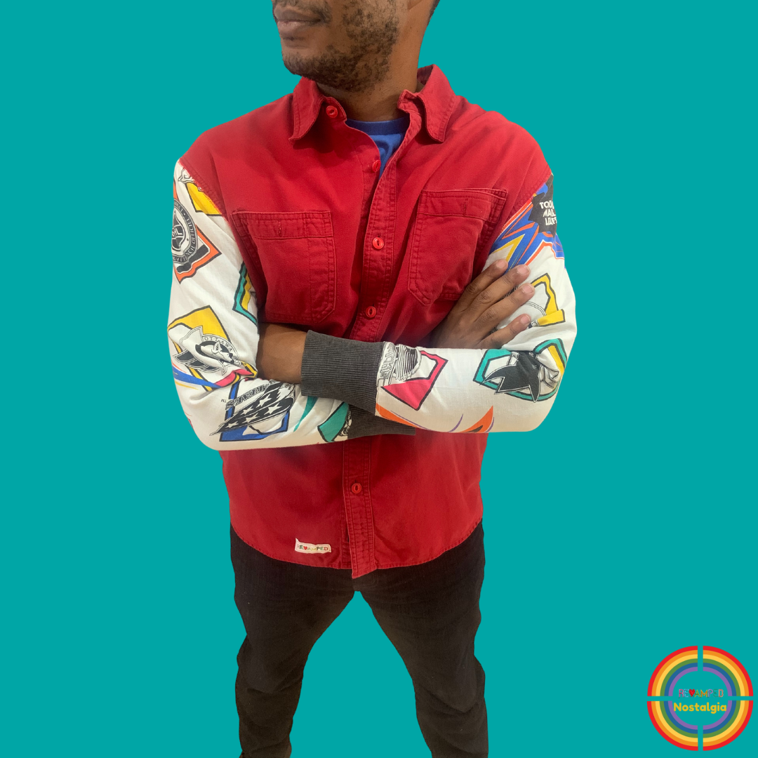 HOCKEY SLEEVE BUTTON UP