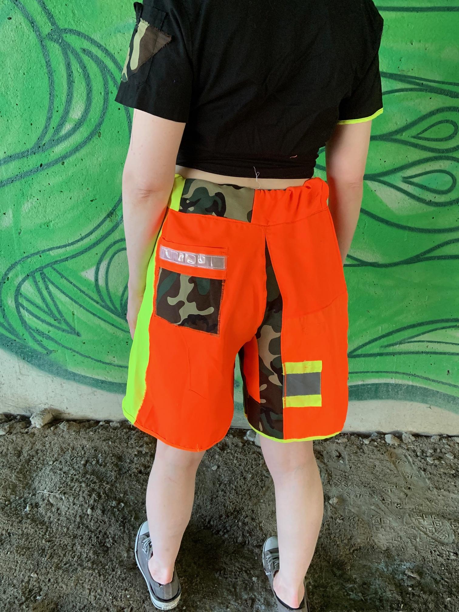 Revamped Clothing Toronto - Repurposed Upcycled Alterations Repairs Parkdale high visibility camo shorts