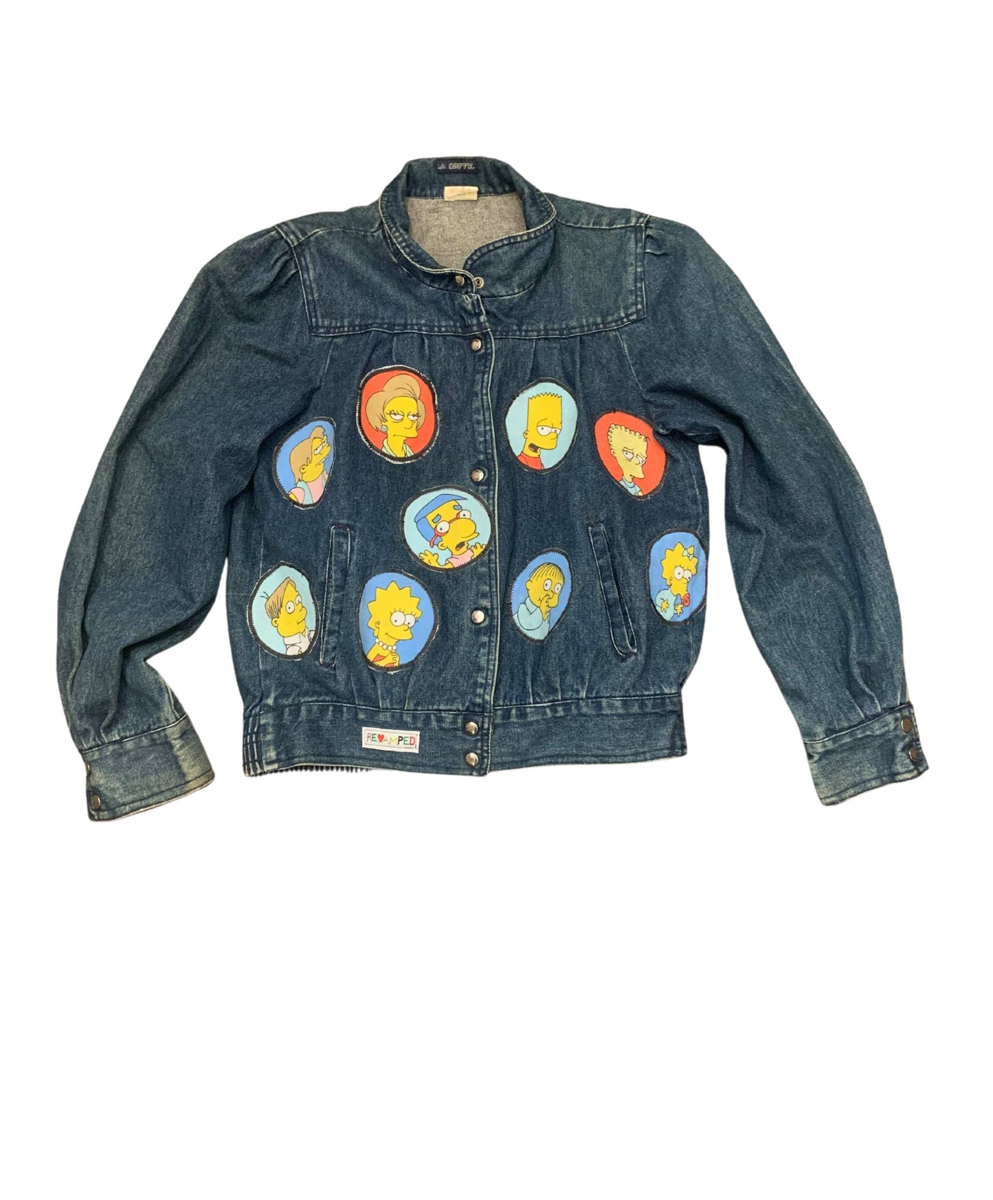 "THE SIMPSONS" REVAMPED JEAN JACKET. Alterations available