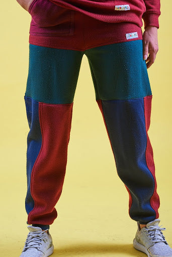 Jewel tone colour blocked Revamped hoodie sweatpants
