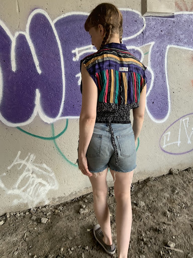 Revamped Clothing Toronto - Repurposed Upcycled Alterations Repairs Parkdale tank top blouse stripes silk