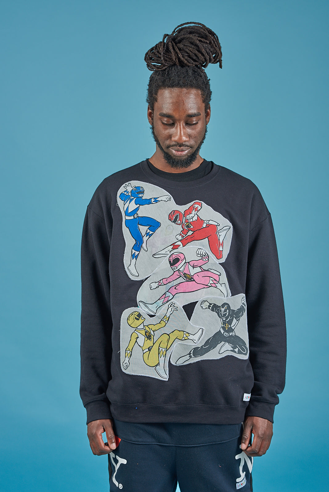 Black REVAMPED ALL "POWER RANGERS" PULL OVER. Alterations available