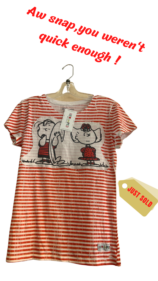 'PEANUTS' LINUS AND SALLY STRIPED T-SHIRT