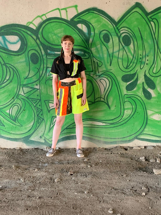 Revamped Clothing Toronto - Repurposed Upcycled Alterations Repairs Parkdale high visibility camo shorts
