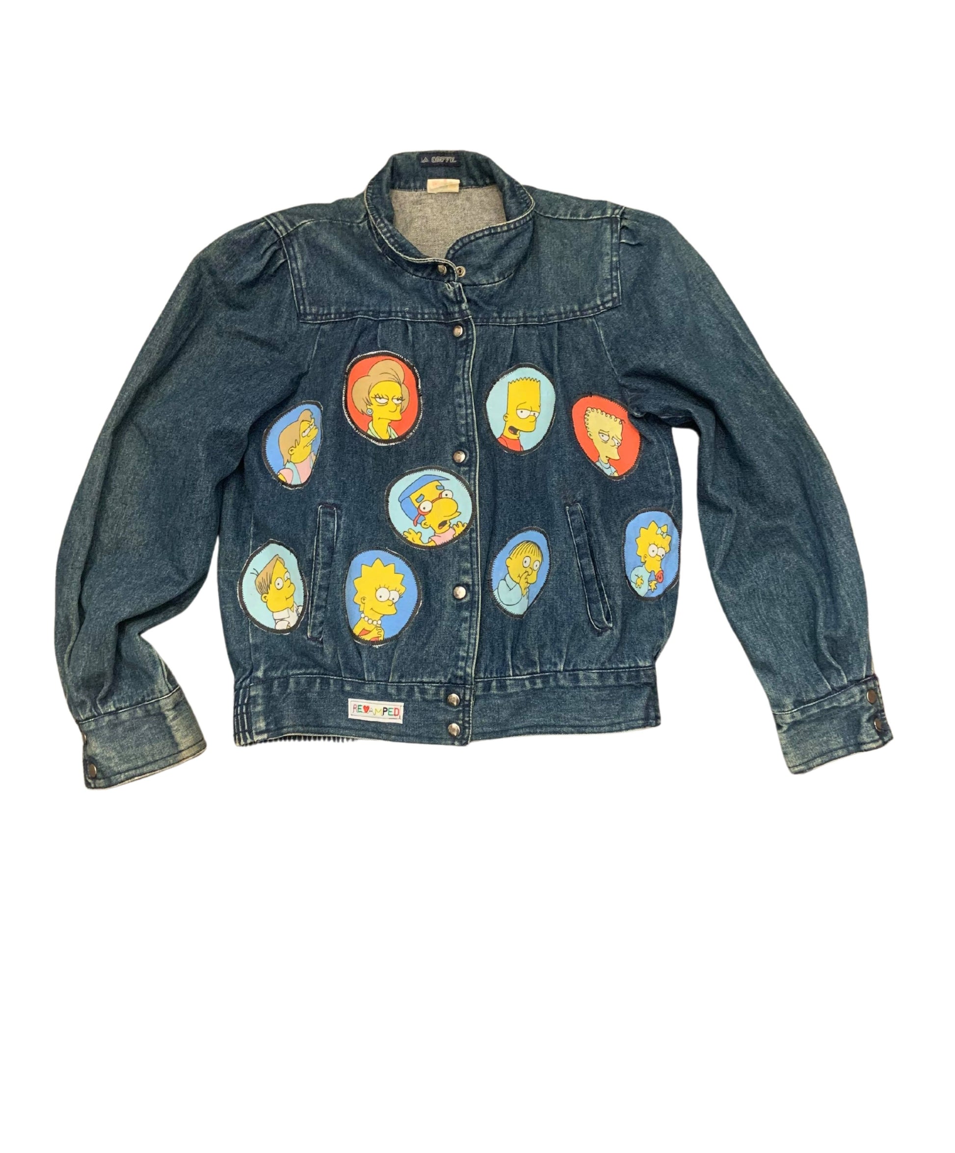 "THE SIMPSONS" REVAMPED JEAN JACKET. Alterations available 
